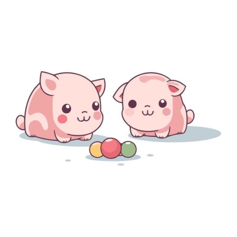 Cute piggy and easter eggs. Vector illustration in cartoon style