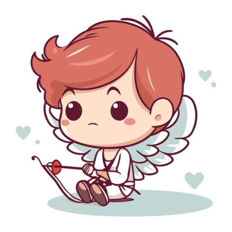 Cupid boy with bow and arrow. Vector illustration in cartoon sty