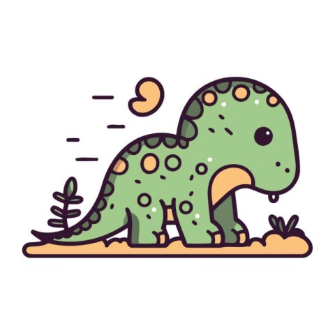 dinosaur cartoon icon on white background. vector illustration.