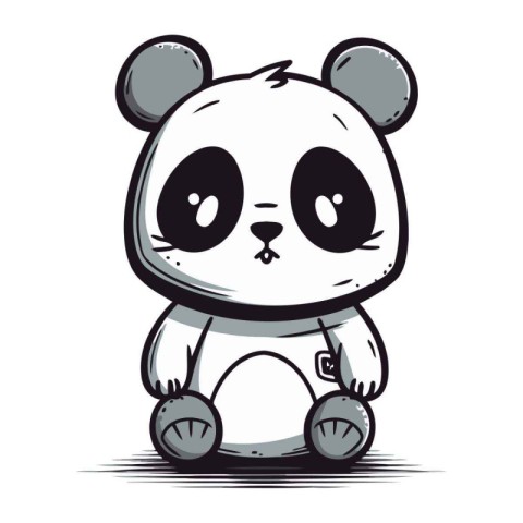 Cute panda cartoon. Vector illustration. Isolated on white backg