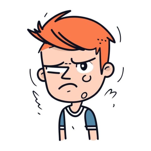 Angry Cartoon Teenager Face   Vector Illustration