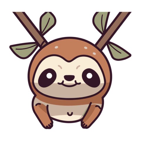 Cute cartoon sloth. Vector illustration of a sloth.