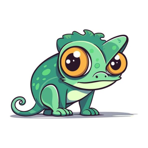 Cute cartoon chameleon. Vector illustration isolated on white ba