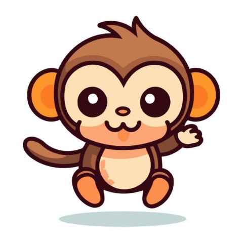 Cute cartoon monkey. Vector illustration isolated on a white bac