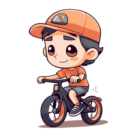 Illustration of a Cute Little Boy Riding a Bicycles