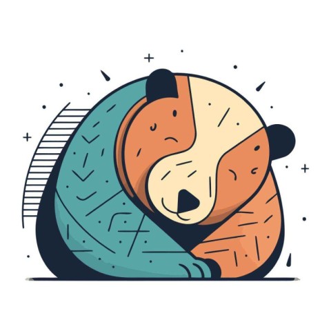 Panda sleeping on a pillow. Vector illustration in flat style.