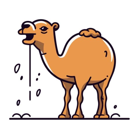 Camel in flat style. Vector illustration. Cute cartoon camel.