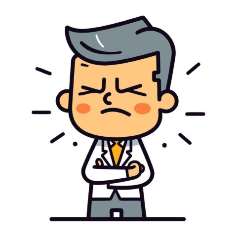 Character illustration design. Businessman angry cartoon.eps vec