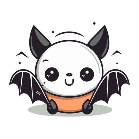 Cute flying bat character cartoon vector illustration. Cute cart