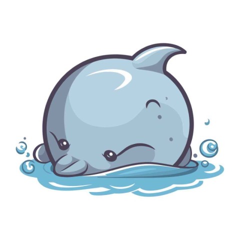 Cute cartoon whale. Vector illustration isolated on a white back