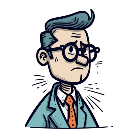 Vector illustration of a cartoon man with glasses and a tie. Han