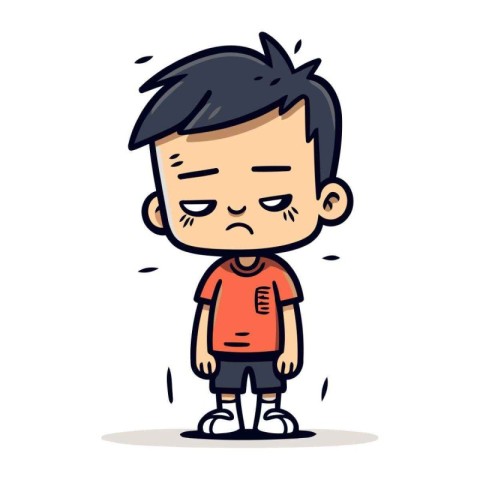 Sad Crying Boy   Retro Cartoon Vector Illustration