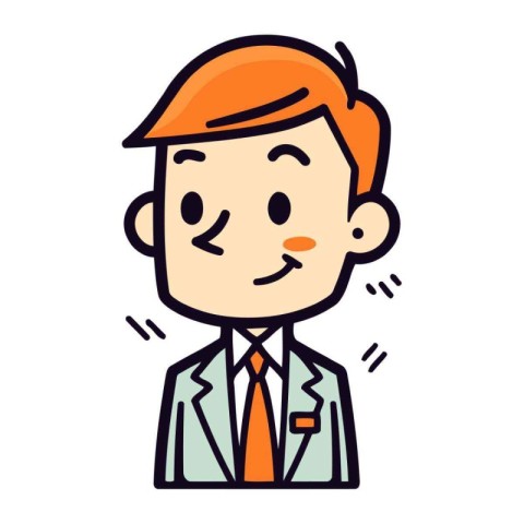 Businessman in suit. Vector illustration of male character in fl