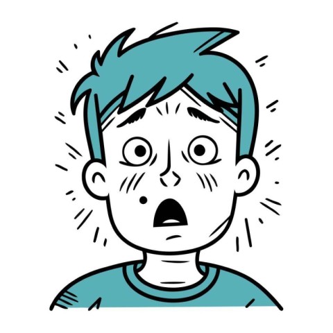 Illustration of a boy with a surprised expression on his face.