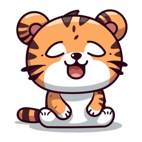 Cute little tiger character. Cute animal cartoon vector illustra