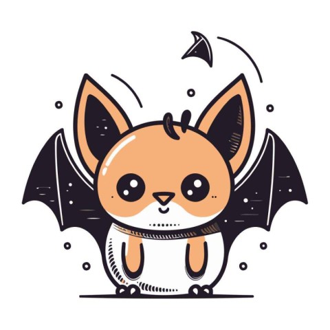 Cute cartoon fox with wings. Vector illustration isolated on whi