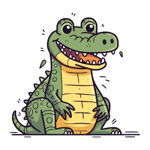 Cartoon crocodile. Vector illustration of a cute crocodile.