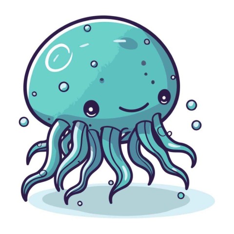 Cute cartoon jellyfish. Vector illustration of a sea animal.