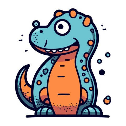 Cute cartoon dinosaur. Colorful vector illustration in doodle st