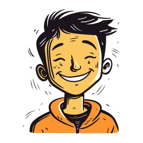 Smiling young man. Hand drawn vector illustration in cartoon sty