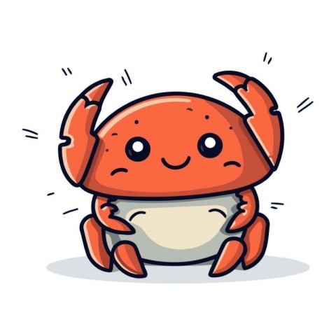 Crab character design. Cute hand drawn crab vector illustration.