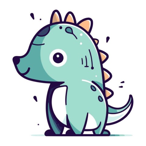 Cute cartoon dinosaur. Vector illustration. Cute dino.