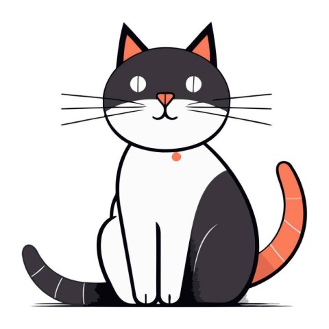 Cute cartoon cat sitting on a white background. Vector illustrat