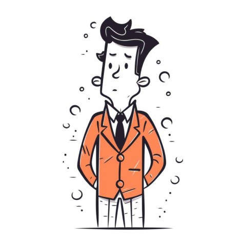 Vector illustration of a man in a suit and tie. Cartoon style.