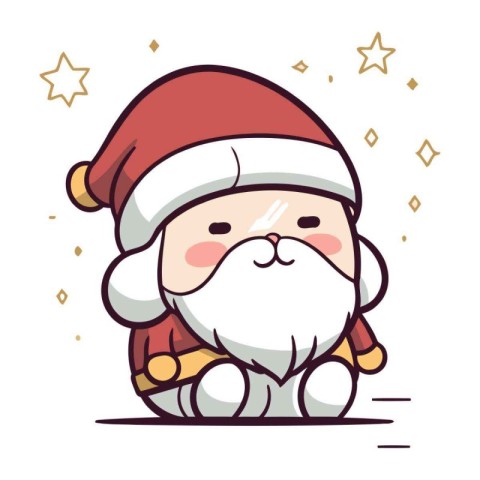 Cute cartoon santa claus character. Merry Christmas and Happy Ne