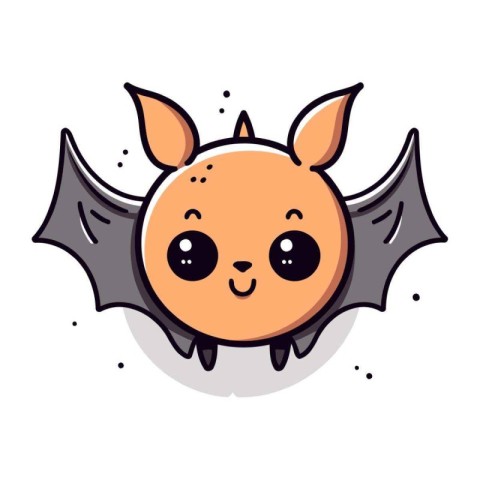 Cute cartoon bat. Vector illustration on white background. Isola