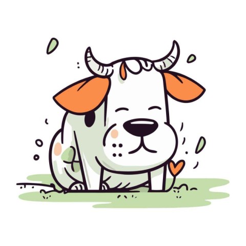 Cute cartoon cow on the grass. Vector illustration for your desi