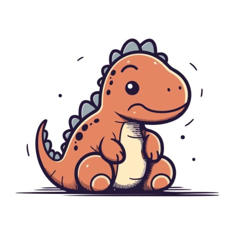 Cute cartoon dinosaur. Vector illustration isolated on a white b