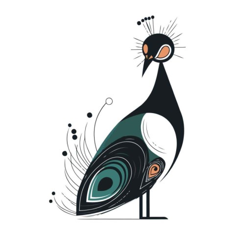 Peacock isolated on a white background. Vector illustration for