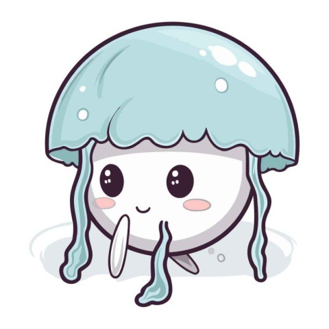 Illustration of a Cute Jellyfish Cartoon Mascot Character