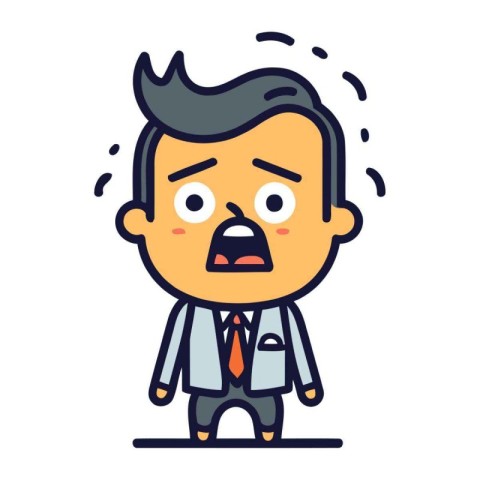 Angry businessman cartoon character. Vector illustration in thin