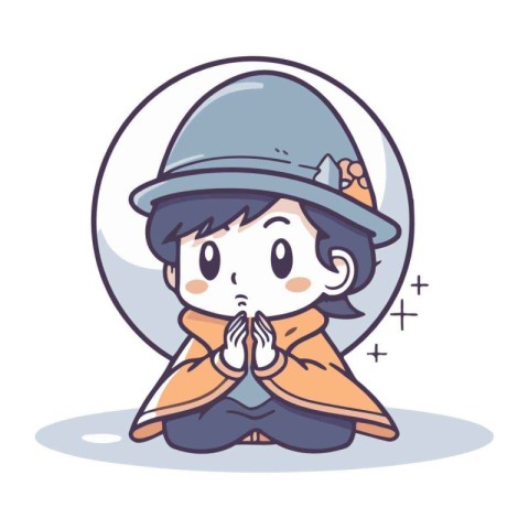 Illustration of a Kid Boy Wearing a Hat and Posing in a Circle