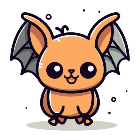 Cute cartoon bat. Vector illustration isolated on a white backgr