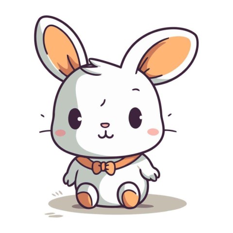 Cute little white rabbit. Vector illustration isolated on white