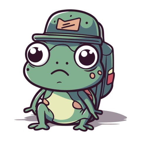 Cartoon frog with astronaut helmet. Vector illustration on white