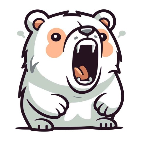 Angry polar bear. Vector illustration of a cute cartoon characte