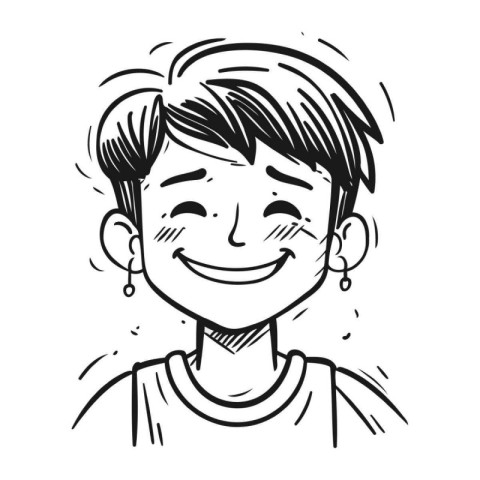 Vector illustration of a happy boy with a smile on his face.