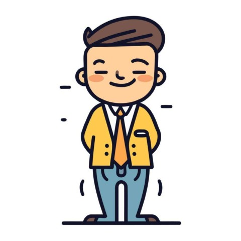 Character illustration design. Businessman happy cartoon style.