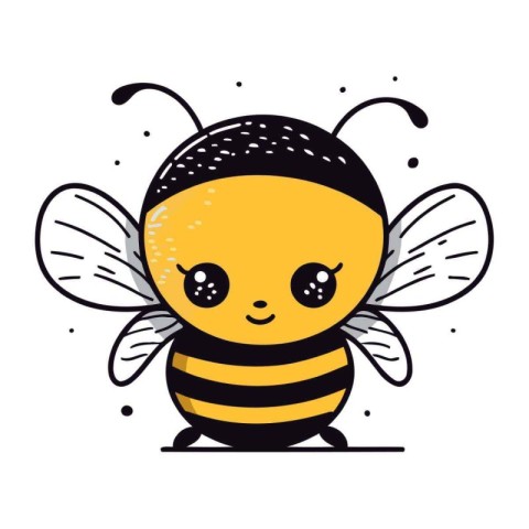 Cute cartoon bee. Vector illustration. Isolated on white backgro