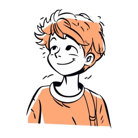 Portrait of a smiling red haired boy. Vector illustration.