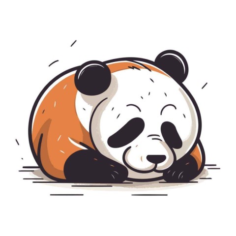 Cute cartoon panda sleeping on white background. Vector illustra