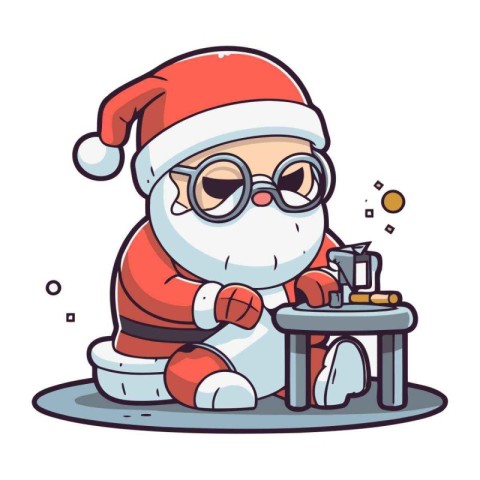 Cute Cartoon Santa Claus Character. Merry Christmas and Happy Ne