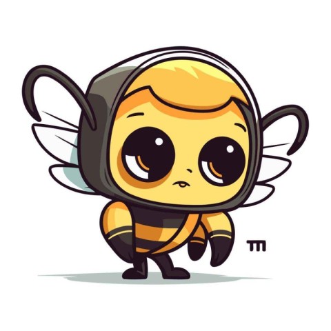 Cute cartoon bee. Vector illustration isolated on a white backgr