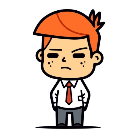 Upset Redhead Businessman Cartoon Character Vector Illustration.