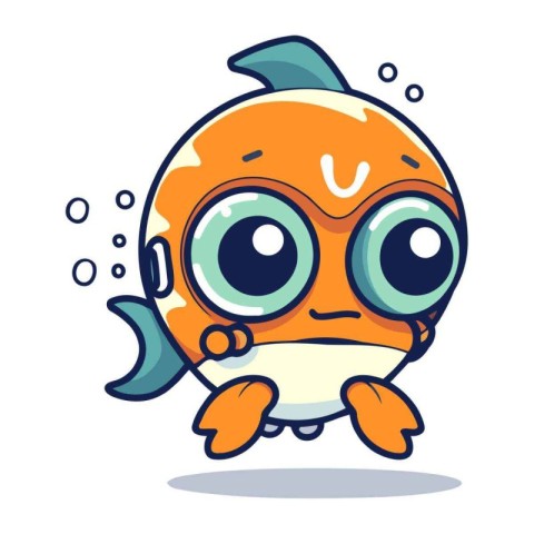 Cute fish character vector illustration design. Cute kawaii fish