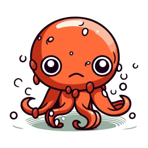 Cute cartoon octopus. Vector illustration isolated on white back